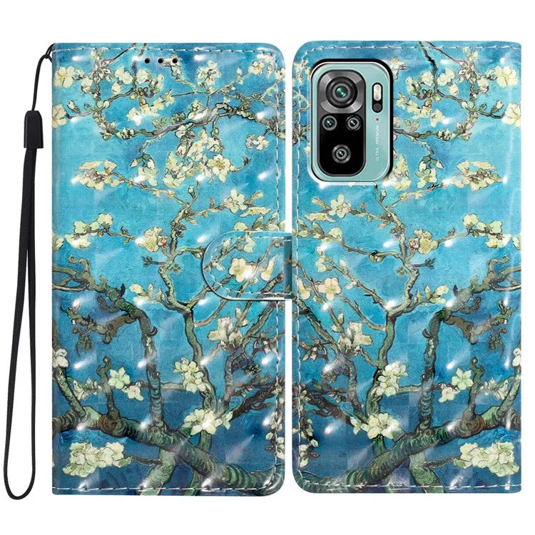 For Xiaomi Redmi Note 10 4G / Note 10S 4G / Poco M5s 4G Case 3D Pattern Wallet Phone Cover