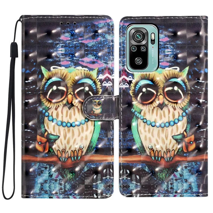 For Xiaomi Redmi Note 10 4G / Note 10S 4G / Poco M5s 4G Case 3D Pattern Wallet Phone Cover