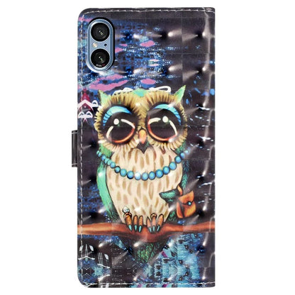 For Sony Xperia 5 V Leather Case Wallet Phone Cover with 3D Pattern Printing