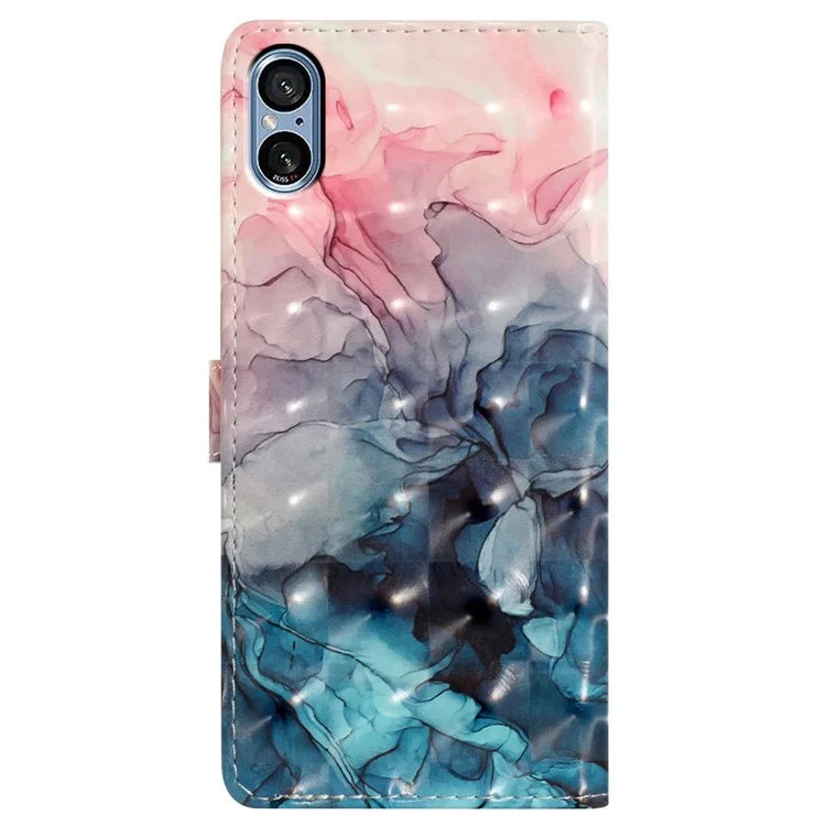For Sony Xperia 5 V Leather Case Wallet Phone Cover with 3D Pattern Printing