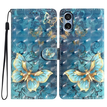 For Sony Xperia 5 V Leather Case Wallet Phone Cover with 3D Pattern Printing