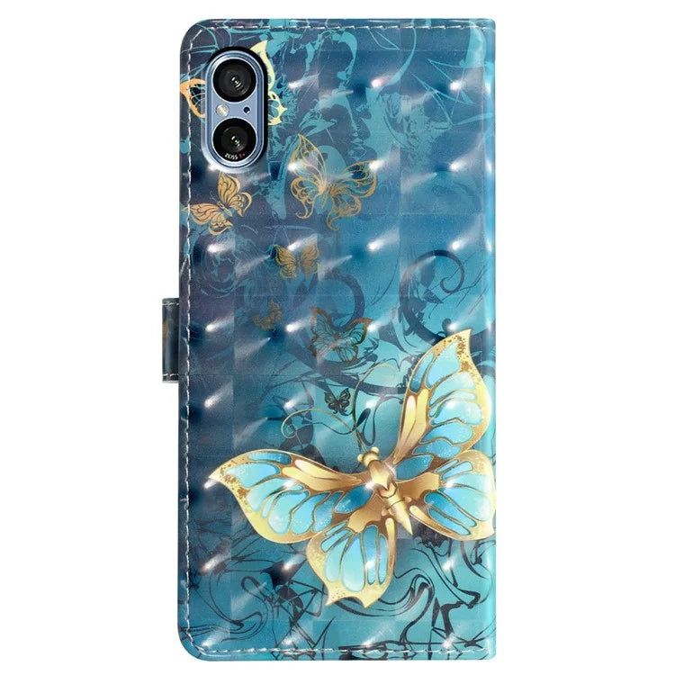 For Sony Xperia 5 V Leather Case Wallet Phone Cover with 3D Pattern Printing