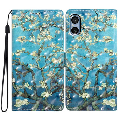 For Sony Xperia 5 V Leather Case Wallet Phone Cover with 3D Pattern Printing
