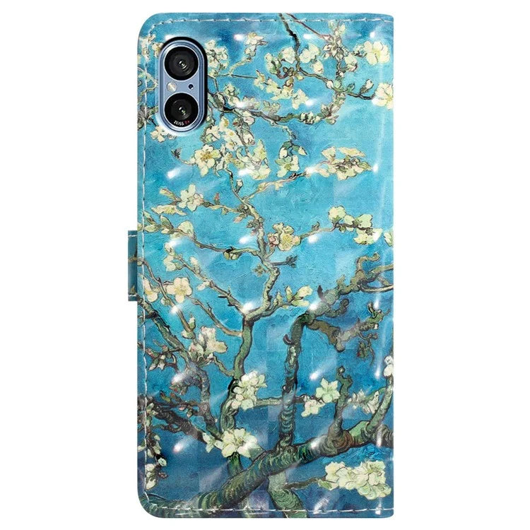 For Sony Xperia 5 V Leather Case Wallet Phone Cover with 3D Pattern Printing