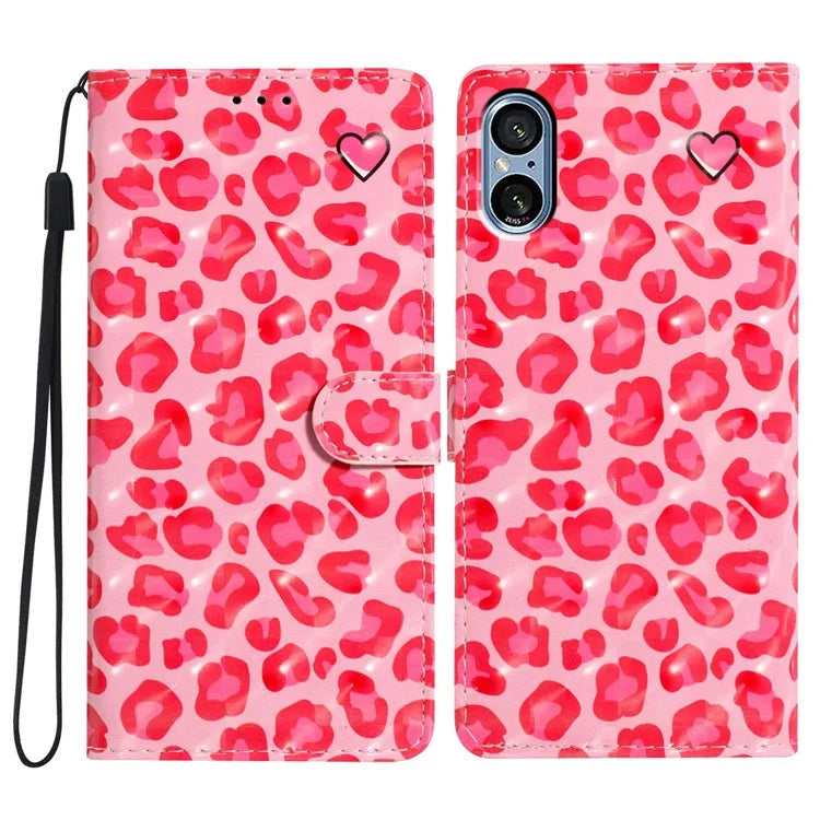 For Sony Xperia 5 V Leather Case Wallet Phone Cover with 3D Pattern Printing