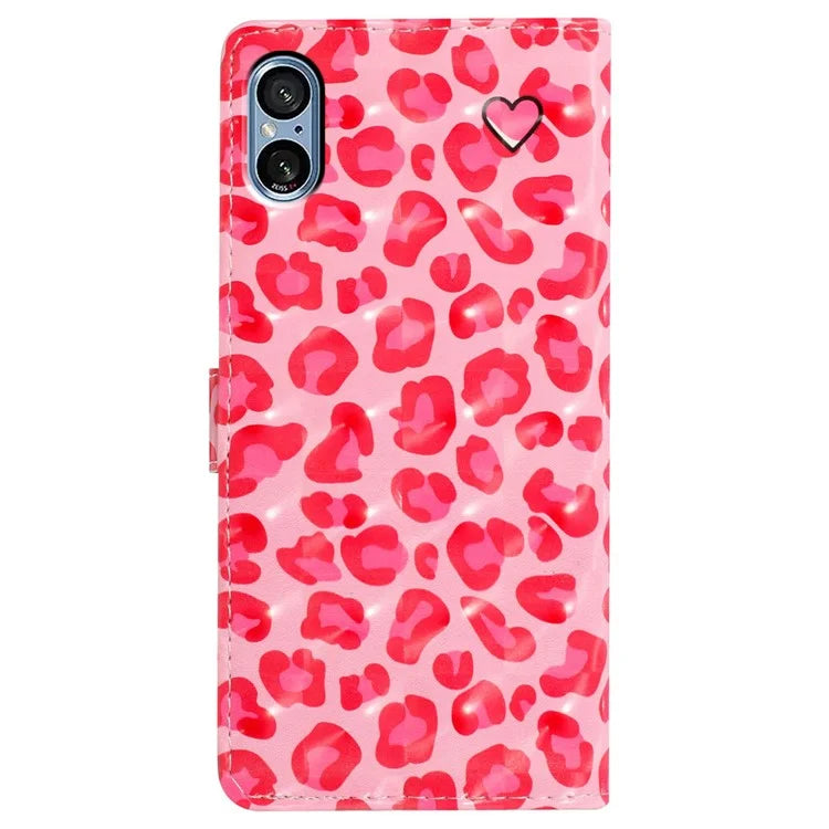 For Sony Xperia 5 V Leather Case Wallet Phone Cover with 3D Pattern Printing