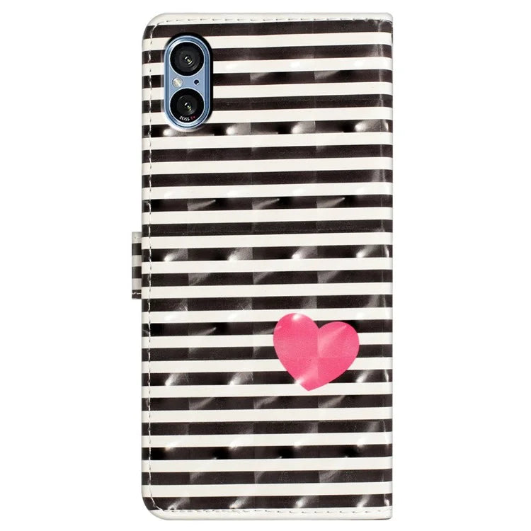 For Sony Xperia 5 V Leather Case Wallet Phone Cover with 3D Pattern Printing