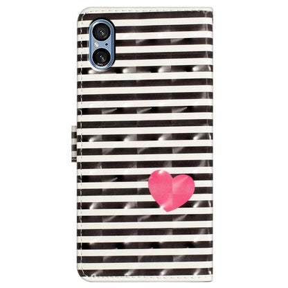 For Sony Xperia 5 V Leather Case Wallet Phone Cover with 3D Pattern Printing