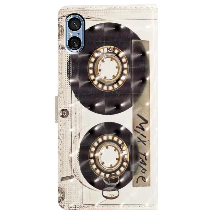 For Sony Xperia 5 V Leather Case Wallet Phone Cover with 3D Pattern Printing