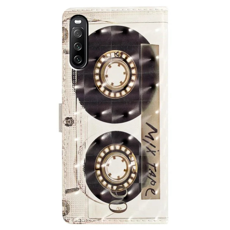 For Sony Xperia 10 V Case PU Leather 3D Pattern Printing Phone Cover