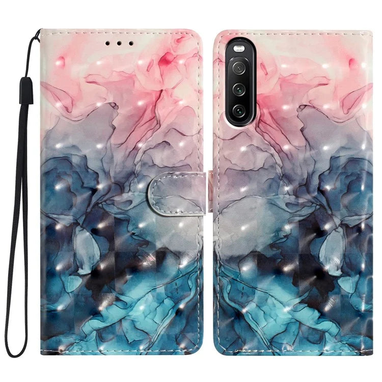 For Sony Xperia 10 V Case PU Leather 3D Pattern Printing Phone Cover