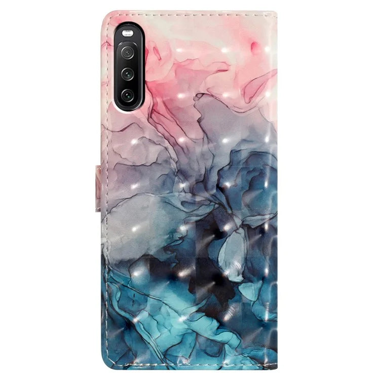 For Sony Xperia 10 V Case PU Leather 3D Pattern Printing Phone Cover
