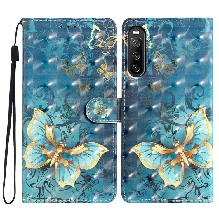 For Sony Xperia 10 V Case PU Leather 3D Pattern Printing Phone Cover