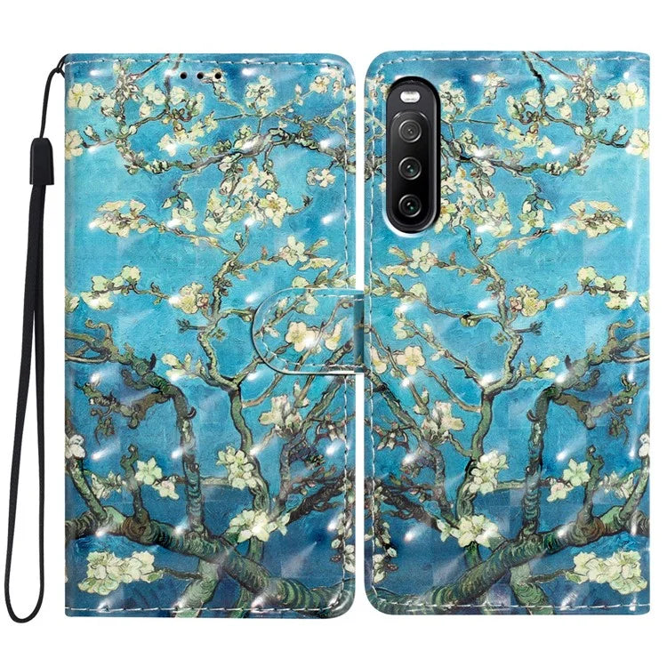 For Sony Xperia 10 V Case PU Leather 3D Pattern Printing Phone Cover