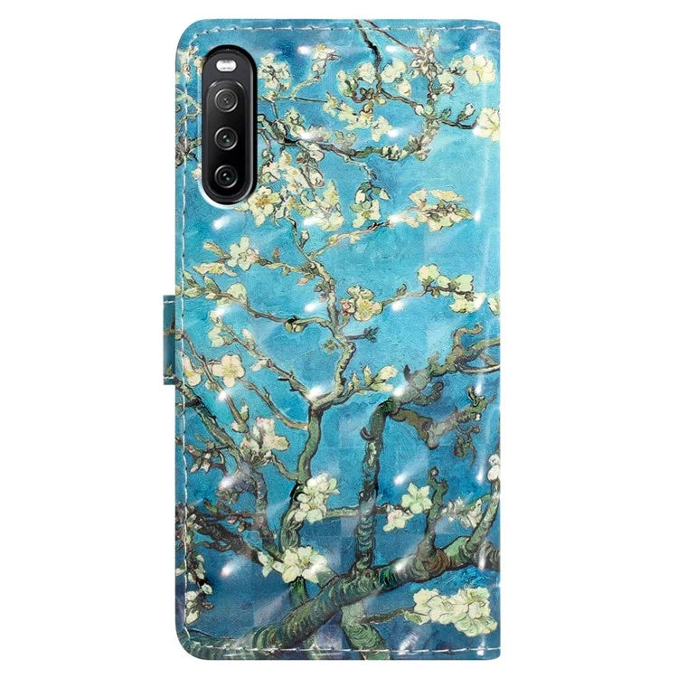 For Sony Xperia 10 V Case PU Leather 3D Pattern Printing Phone Cover
