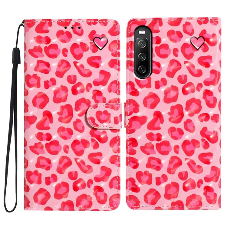 For Sony Xperia 10 V Case PU Leather 3D Pattern Printing Phone Cover