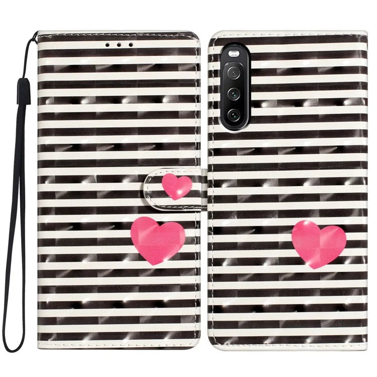 For Sony Xperia 10 V Case PU Leather 3D Pattern Printing Phone Cover