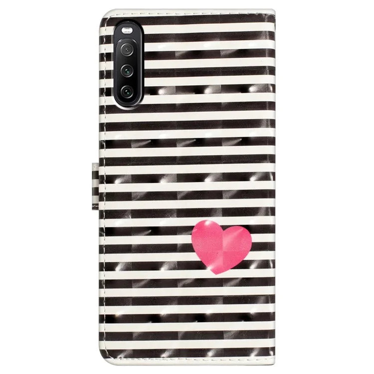 For Sony Xperia 10 V Case PU Leather 3D Pattern Printing Phone Cover