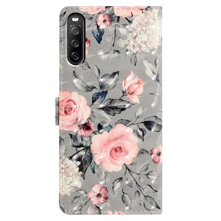 For Sony Xperia 10 V Case PU Leather 3D Pattern Printing Phone Cover