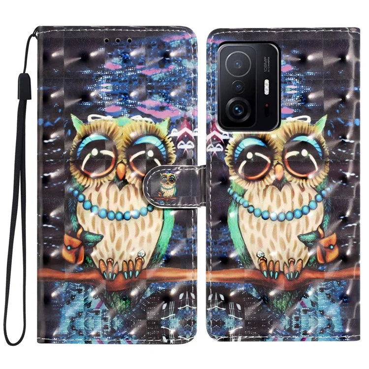For Xiaomi 11T Pro 5G / 11T 5G Case 3D Pattern Printing Wallet Phone Cover