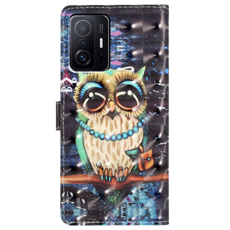 For Xiaomi 11T Pro 5G / 11T 5G Case 3D Pattern Printing Wallet Phone Cover