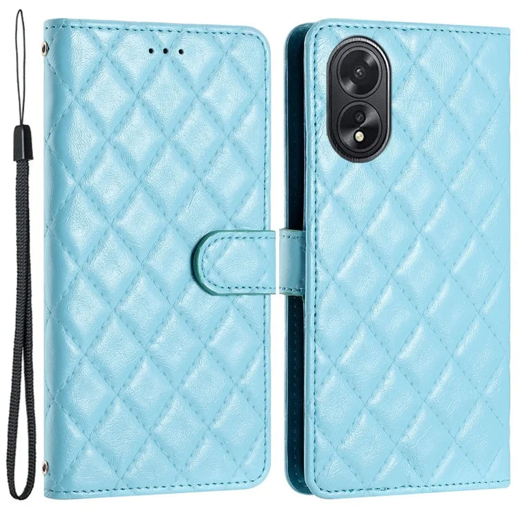 For Oppo A38 4G / A18 4G Case Rhombus Stitching Line Wallet Leather Cover