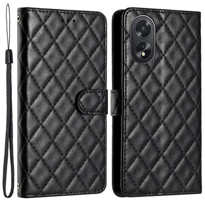 For Oppo A38 4G / A18 4G Case Rhombus Stitching Line Wallet Leather Cover