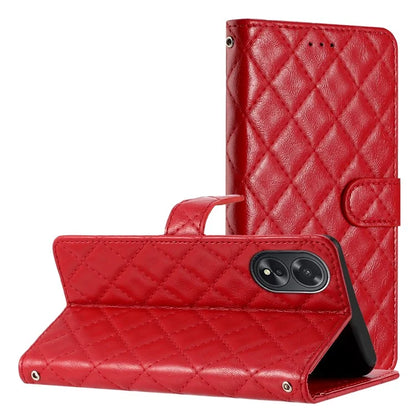 For Oppo A38 4G / A18 4G Case Rhombus Stitching Line Wallet Leather Cover