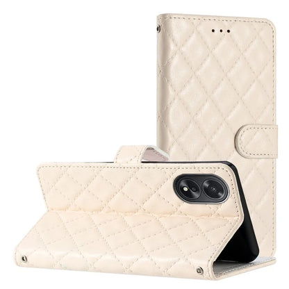 For Oppo A38 4G / A18 4G Case Rhombus Stitching Line Wallet Leather Cover