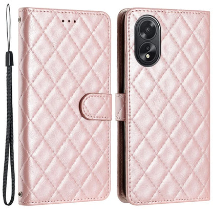For Oppo A38 4G / A18 4G Case Rhombus Stitching Line Wallet Leather Cover