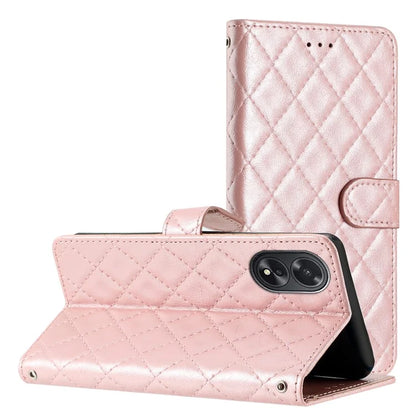 For Oppo A38 4G / A18 4G Case Rhombus Stitching Line Wallet Leather Cover