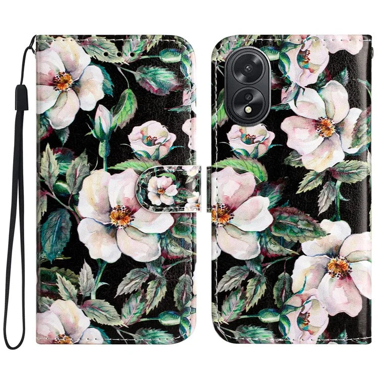 For Oppo A38 4G / A18 4G Case Pattern Printed Folio PU Leather Phone Cover