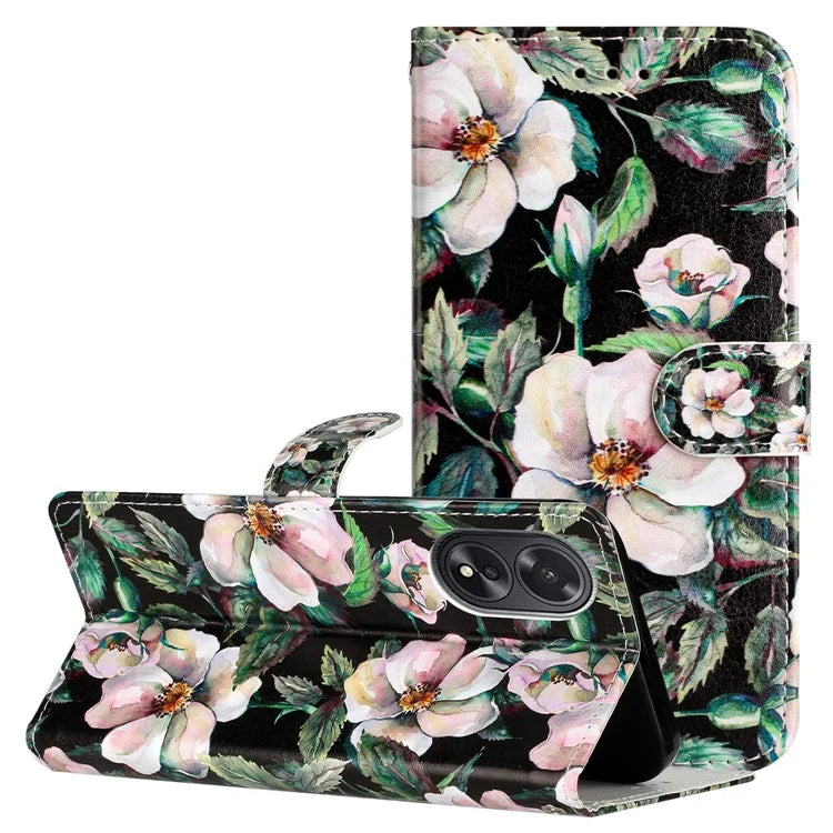 For Oppo A38 4G / A18 4G Case Pattern Printed Folio PU Leather Phone Cover