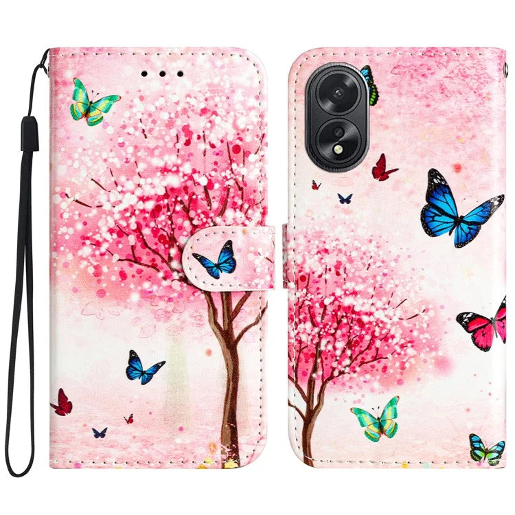 For Oppo A38 4G / A18 4G Case Pattern Printed Folio PU Leather Phone Cover