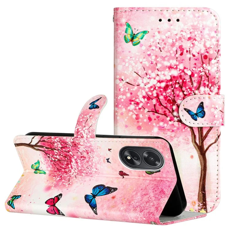 For Oppo A38 4G / A18 4G Case Pattern Printed Folio PU Leather Phone Cover
