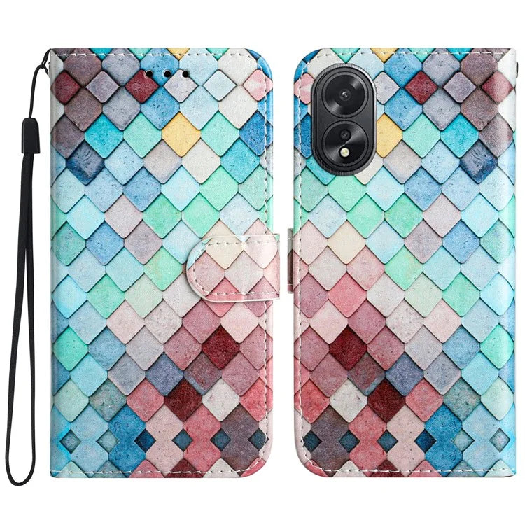 For Oppo A38 4G / A18 4G Case Pattern Printed Folio PU Leather Phone Cover