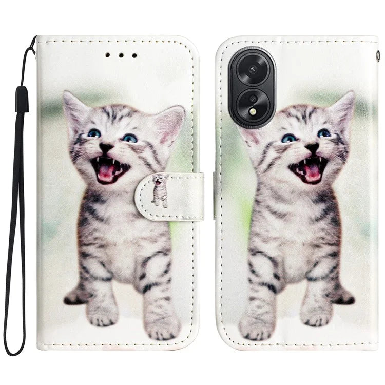 For Oppo A38 4G / A18 4G Case Pattern Printed Folio PU Leather Phone Cover