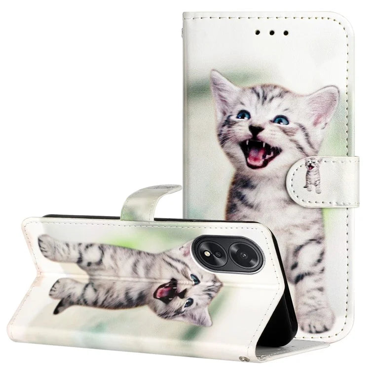 For Oppo A38 4G / A18 4G Case Pattern Printed Folio PU Leather Phone Cover