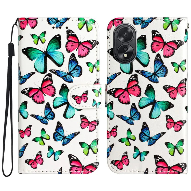 For Oppo A38 4G / A18 4G Case Pattern Printed Folio PU Leather Phone Cover
