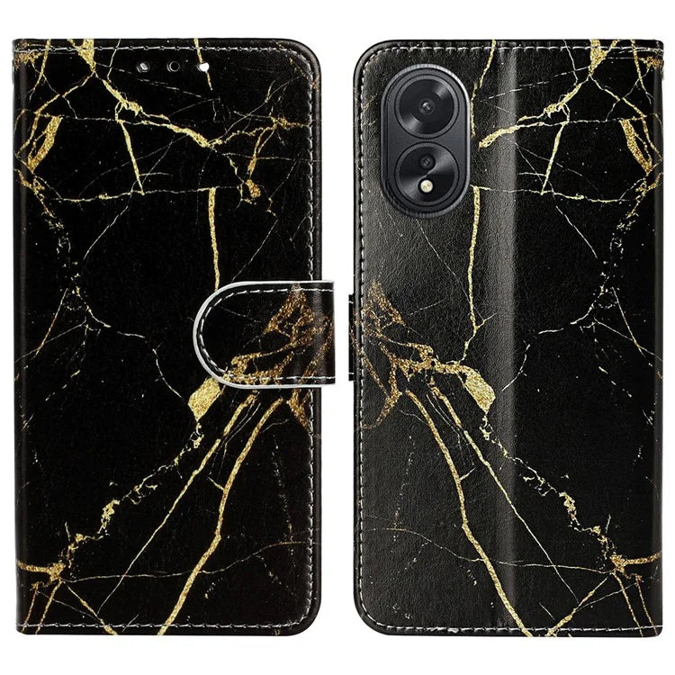 For Oppo A38 4G / A18 4G Case PU Leather Pattern Magnetic Folio Flip Phone Cover