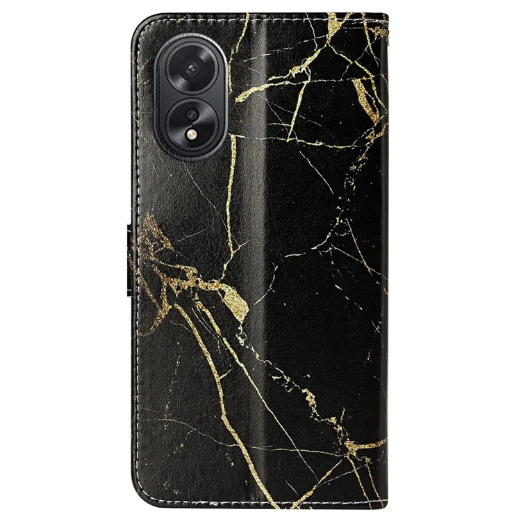 For Oppo A38 4G / A18 4G Case PU Leather Pattern Magnetic Folio Flip Phone Cover