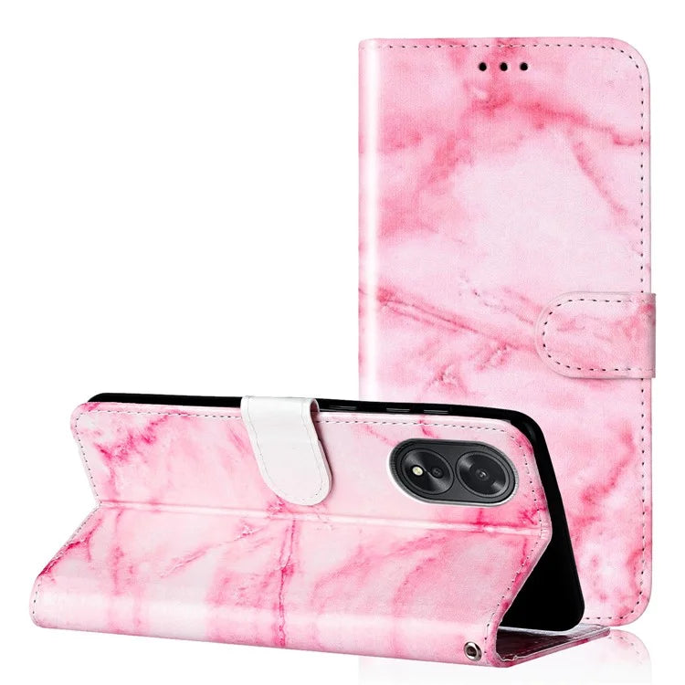 For Oppo A38 4G / A18 4G Case PU Leather Pattern Magnetic Folio Flip Phone Cover