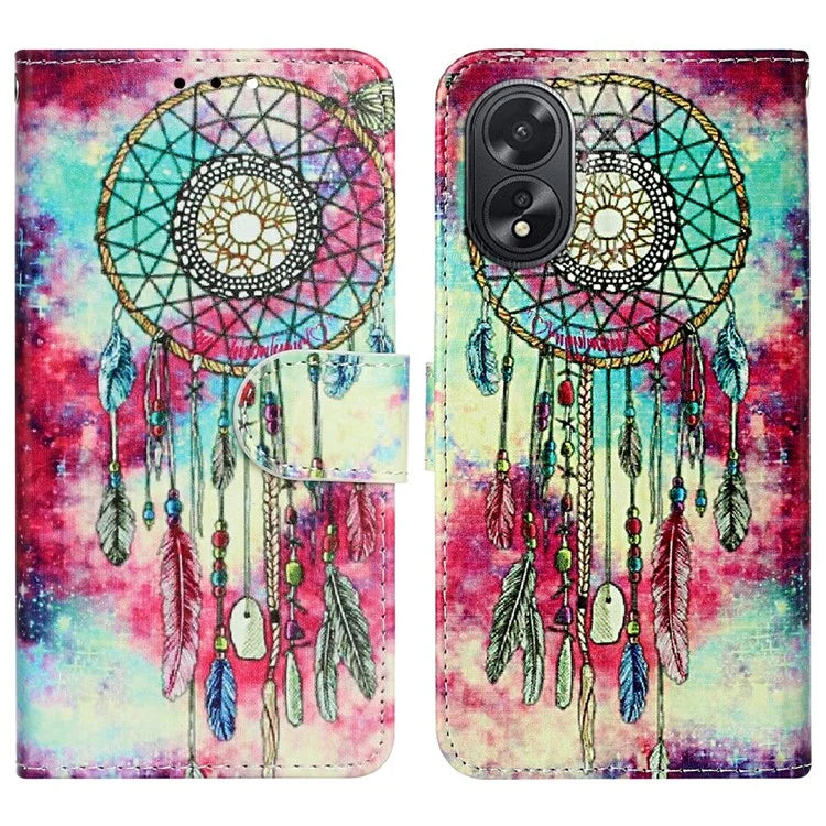 For Oppo A38 4G / A18 4G Case PU Leather Pattern Magnetic Folio Flip Phone Cover