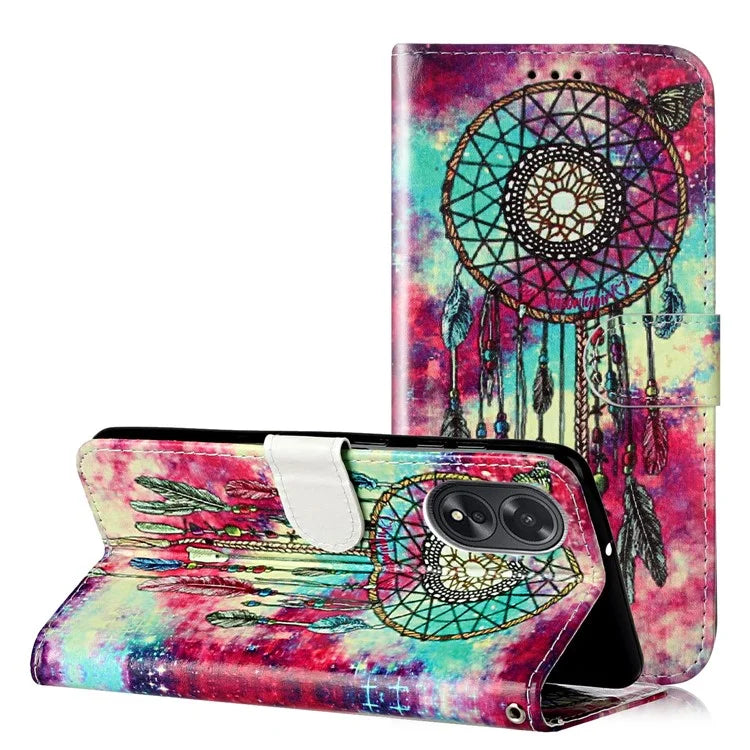 For Oppo A38 4G / A18 4G Case PU Leather Pattern Magnetic Folio Flip Phone Cover