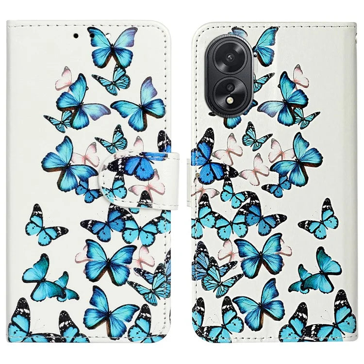 For Oppo A38 4G / A18 4G Case PU Leather Pattern Magnetic Folio Flip Phone Cover