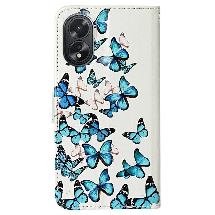 For Oppo A38 4G / A18 4G Case PU Leather Pattern Magnetic Folio Flip Phone Cover