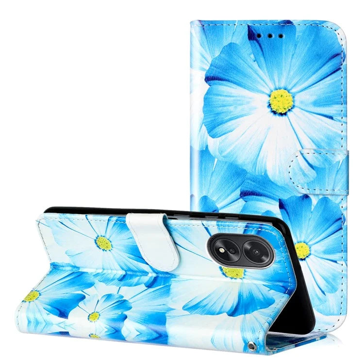 For Oppo A38 4G / A18 4G Case PU Leather Pattern Magnetic Folio Flip Phone Cover