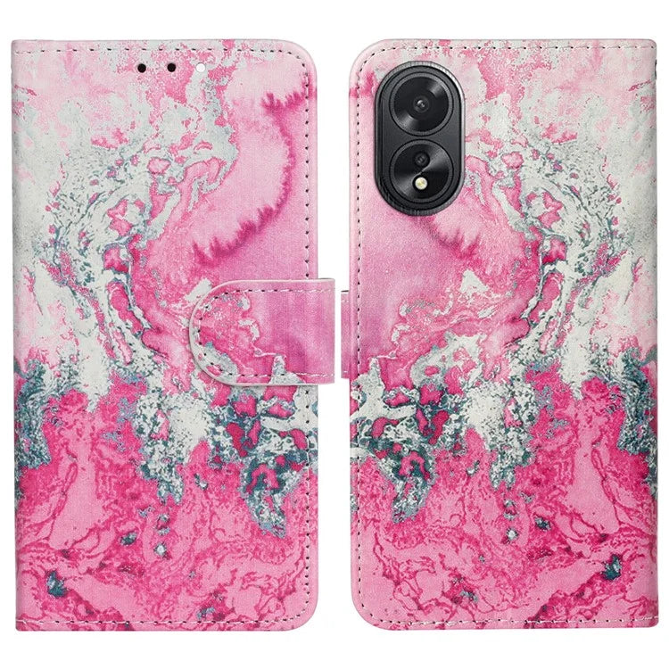 For Oppo A38 4G / A18 4G Case PU Leather Pattern Magnetic Folio Flip Phone Cover