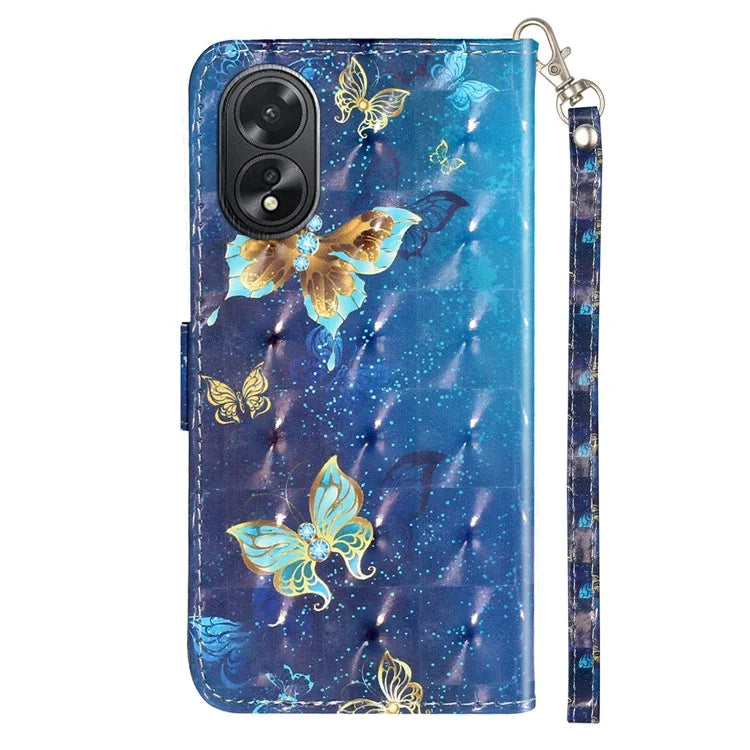For Oppo A38 4G / A18 4G Cover 3D Pattern Print Leather Wallet Phone Case