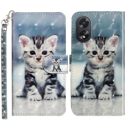 For Oppo A38 4G / A18 4G Cover 3D Pattern Print Leather Wallet Phone Case